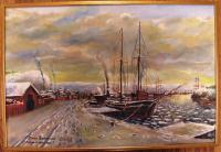 Einar&nbsp;Andersson:&nbsp;&nbsp;Uddevalla hamn 1930 (vintervy)&nbsp;&nbsp;(158)