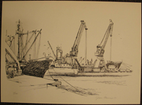 Göran&nbsp;Åkermo:&nbsp;&nbsp;Uddevallamotiv I (lyftkran)&nbsp;&nbsp;(5418)